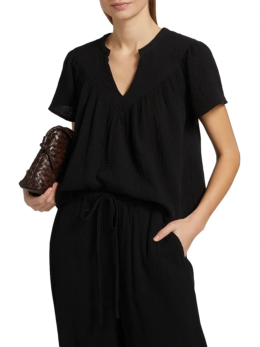 RAILS Women's Sayer Gauze Split Neck Short-Sleeve Top | Thumbnail 3