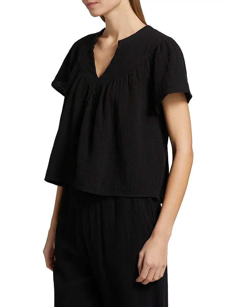 RAILS Women's Sayer Gauze Split Neck Short-Sleeve Top | Thumbnail 4