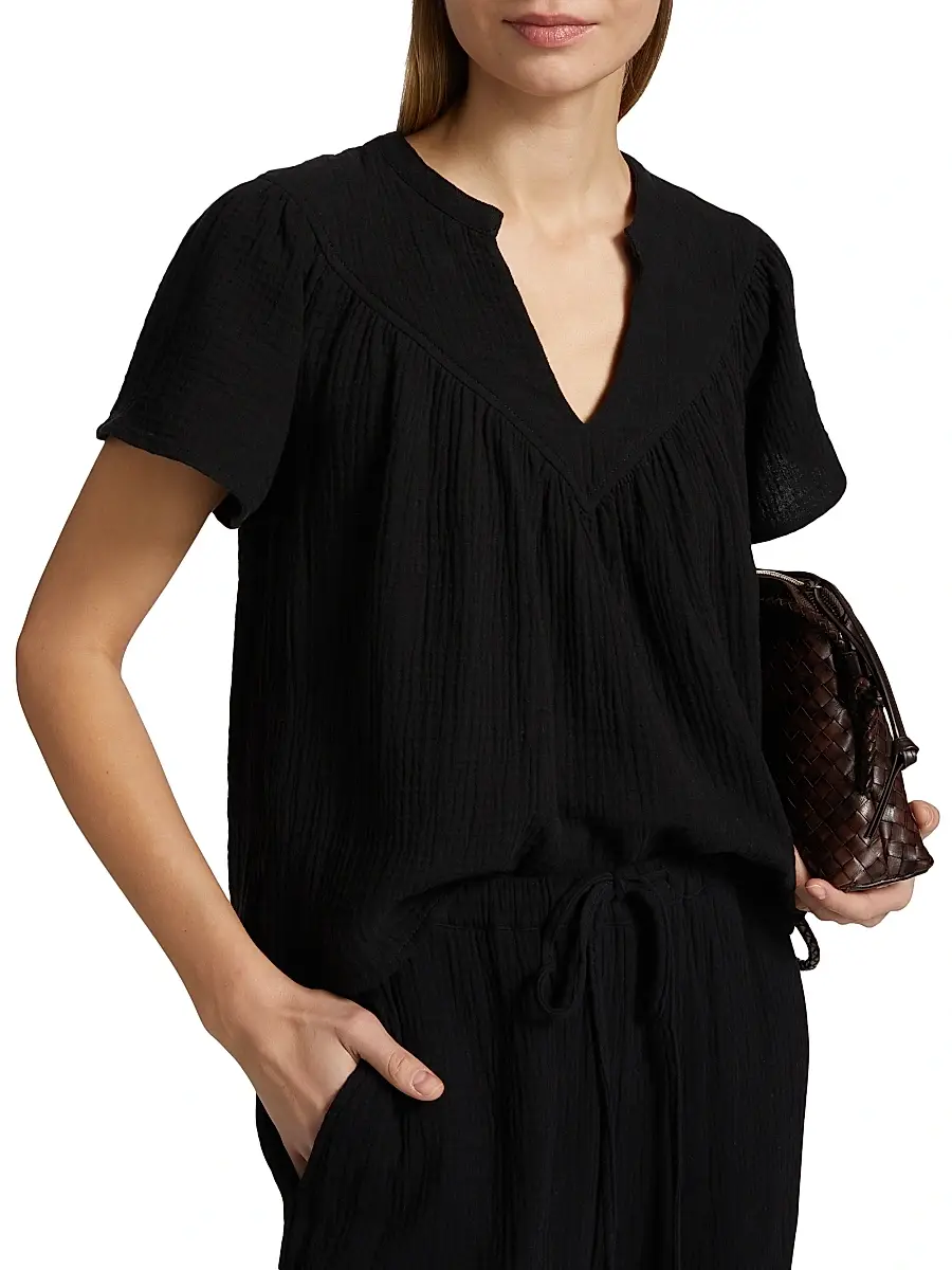 RAILS Women's Sayer Gauze Split Neck Short-Sleeve Top | Thumbnail 6