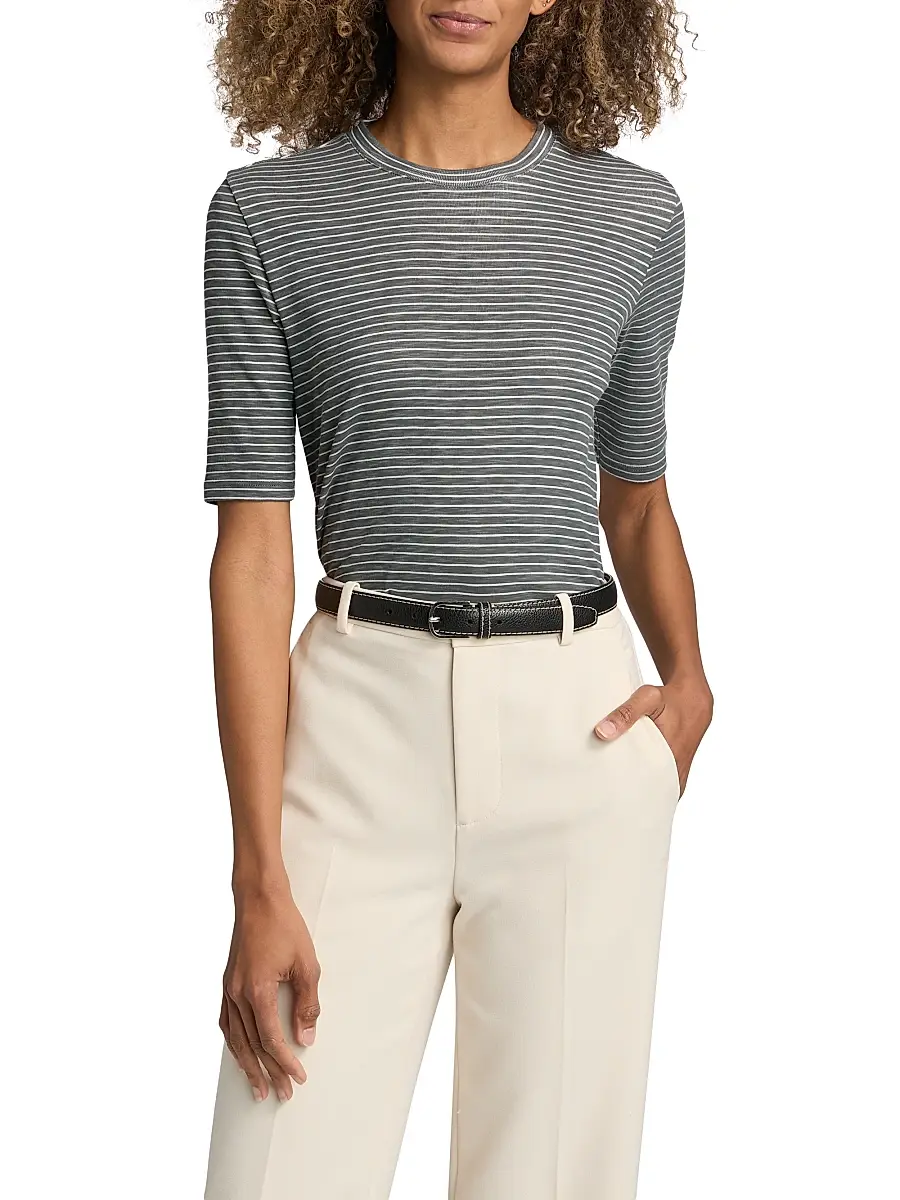 Vince Women's Striped Cotton-Blend Crewneck T-Shirt | Thumbnail 3