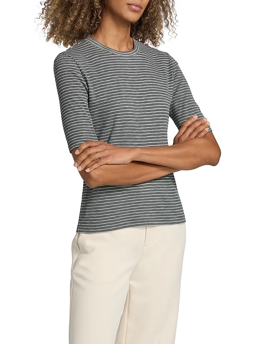 Vince Women's Striped Cotton-Blend Crewneck T-Shirt | Thumbnail 4