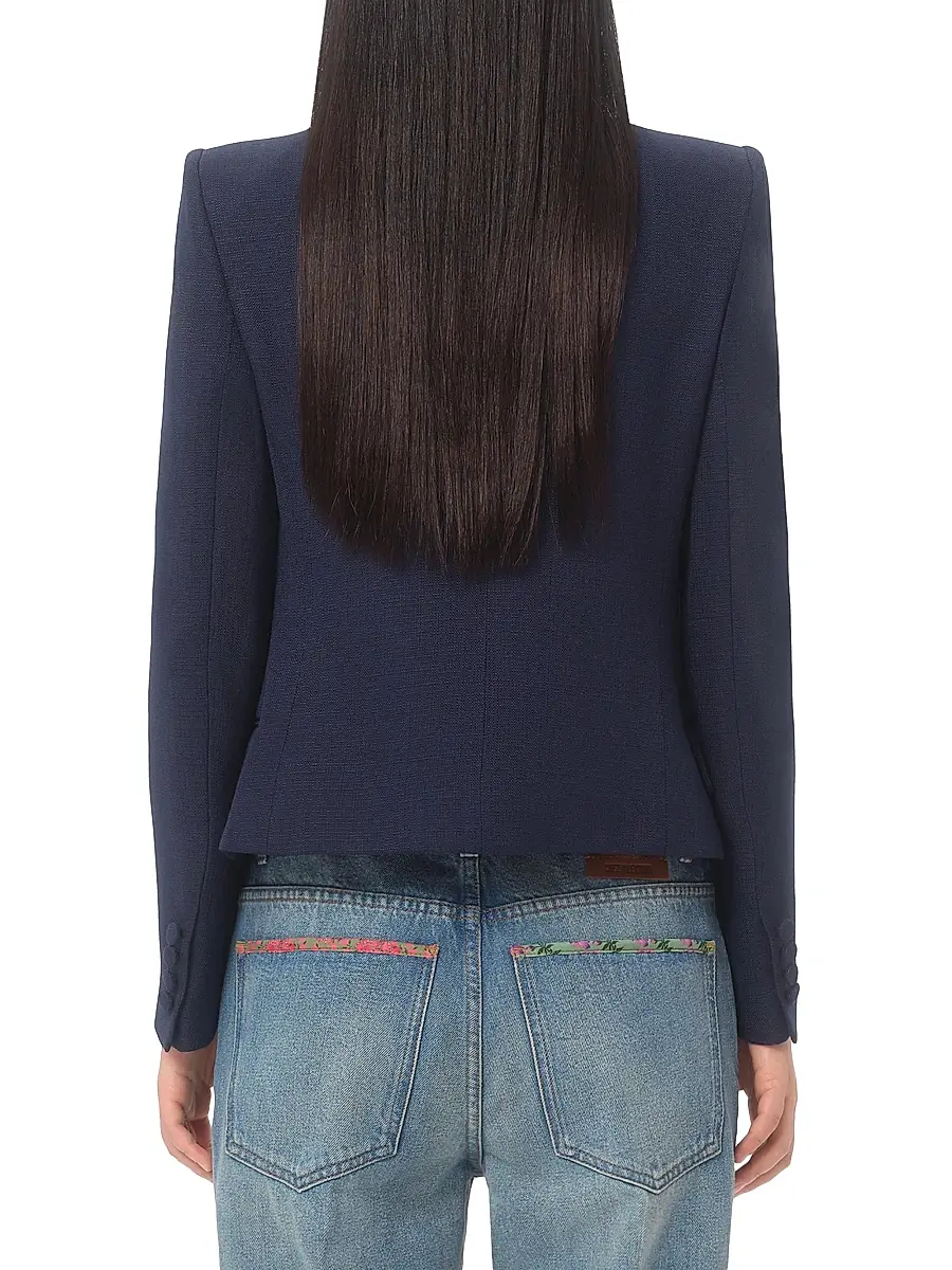 Valentino Garavani Women's Viscose Jacket with Bow - Provence Blue | Thumbnail 4 Valentino Garavani Women's Viscose Jacket with Bow - Provence Blue | Thumbnail 4