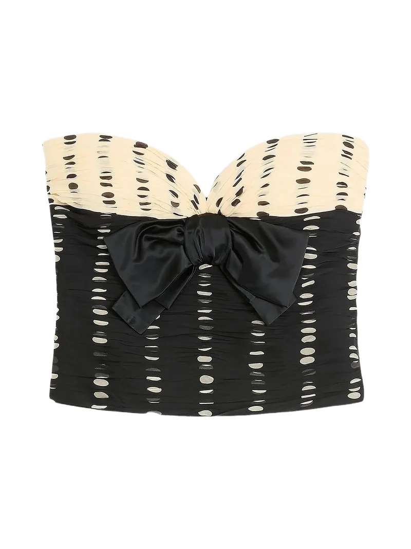 Valentino Women's Chiffon Top with Plusdepois Print - Black Birch