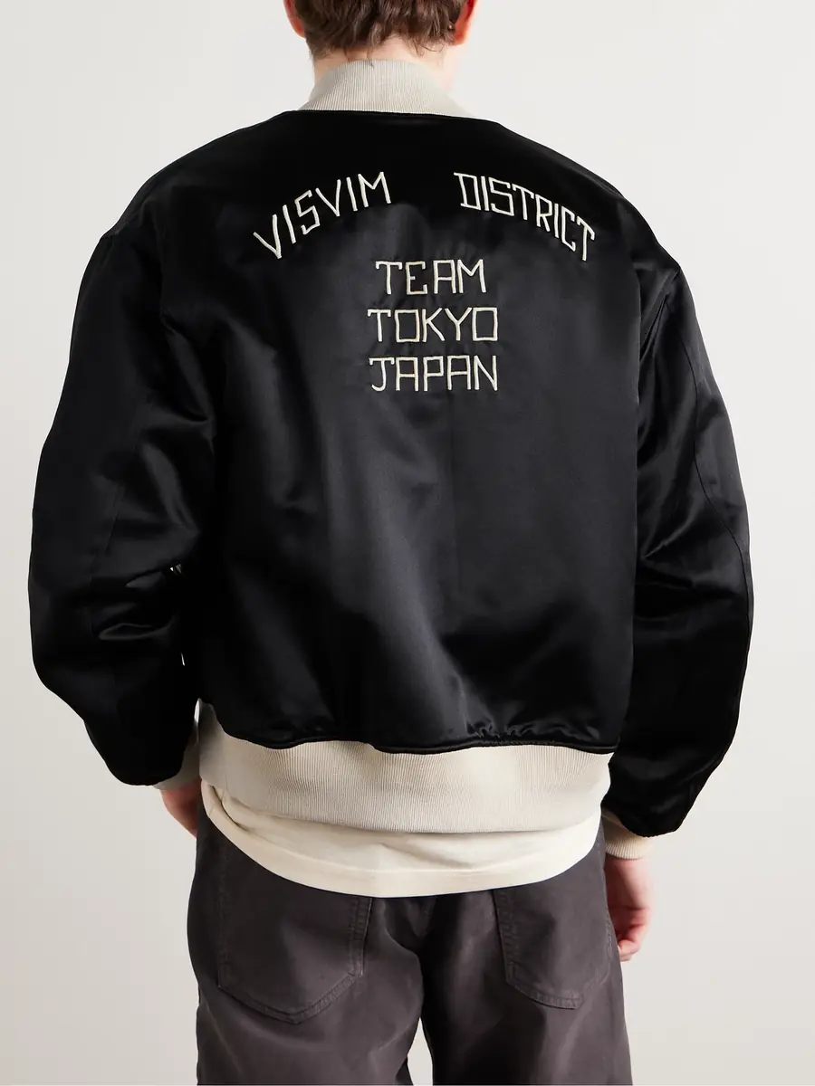 Visvim Reversible Embroidered Wool-Fleece and Silk-Satin Bomber Jacket - Men | Thumbnail 6