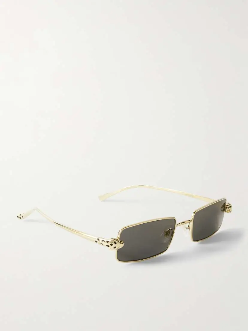 Cartier Eyewear Panthère Rectangle-frame Crystal-embellished Gold-tone Sunglasses | Thumbnail 3 Cartier Eyewear Panthère Rectangle-frame Crystal-embellished Gold-tone Sunglasses | Thumbnail 3
