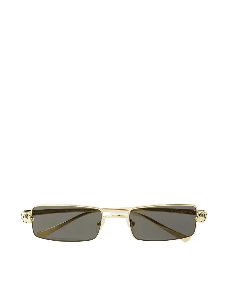 Cartier Eyewear Panthère Rectangle-frame Crystal-embellished Gold-tone Sunglasses | Image 1 Cartier Eyewear Panthère Rectangle-frame Crystal-embellished Gold-tone Sunglasses | Image 1