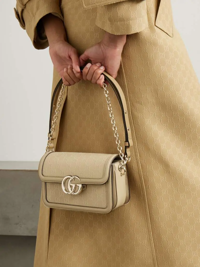 Gucci Leather-trimmed Canvas-jacquard Shoulder Bag | Thumbnail 2 Gucci Leather-trimmed Canvas-jacquard Shoulder Bag | Thumbnail 2