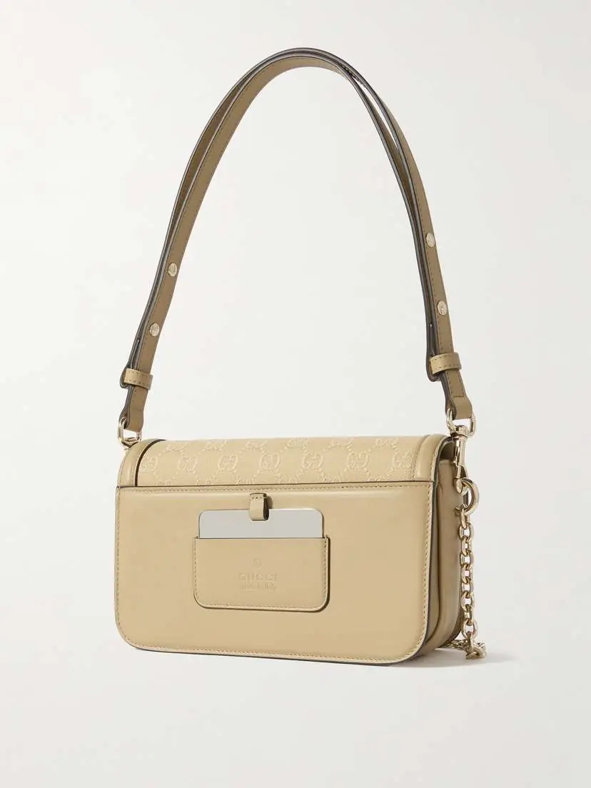 Gucci Leather-trimmed Canvas-jacquard Shoulder Bag | Thumbnail 3 Gucci Leather-trimmed Canvas-jacquard Shoulder Bag | Thumbnail 3