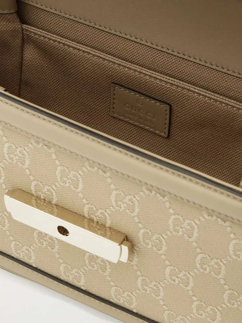 Gucci Leather-trimmed Canvas-jacquard Shoulder Bag | Thumbnail 5 Gucci Leather-trimmed Canvas-jacquard Shoulder Bag | Thumbnail 5