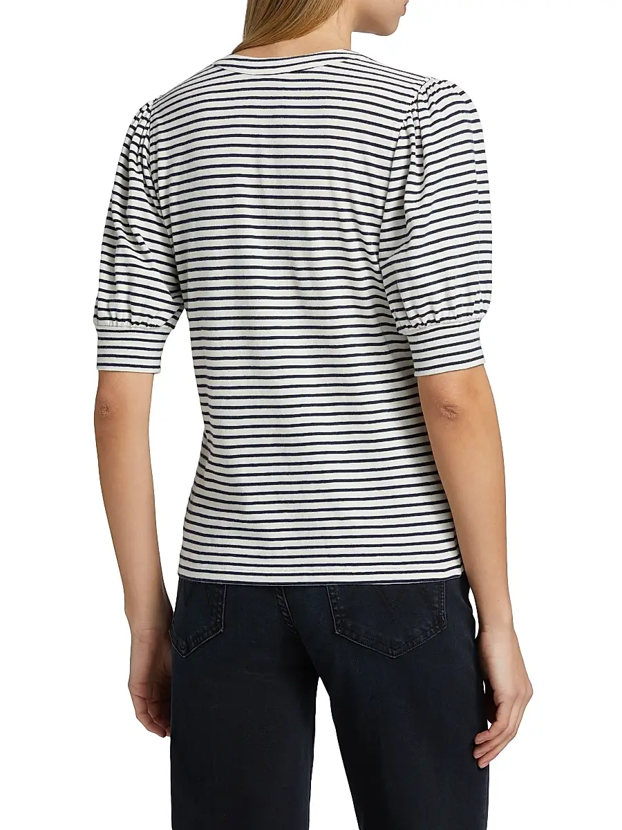RAILS Women's Jewel Striped Cotton Puff-Sleeve Henley | Thumbnail 5