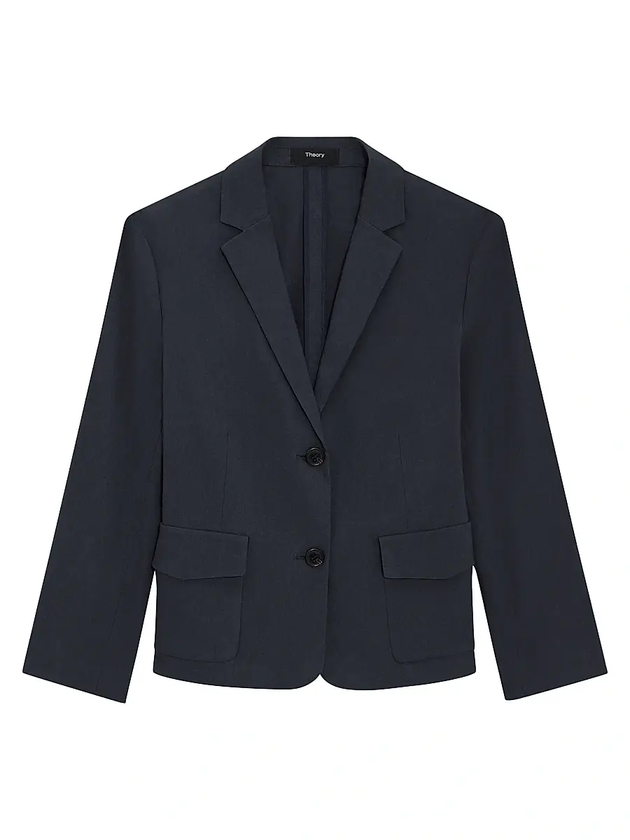 Theory Women's Shrunken-Fit Single-Breasted Linen-Blend Jacket | Image 1 Theory Women's Shrunken-Fit Single-Breasted Linen-Blend Jacket | Image 1