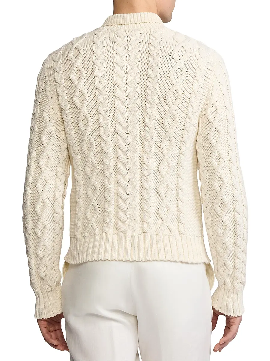 Ralph Lauren Purple Label Men's Cable-Knit Cotton-Blend Sweater - Classic Cream | Thumbnail 5 Ralph Lauren Purple Label Men's Cable-Knit Cotton-Blend Sweater - Classic Cream | Thumbnail 5