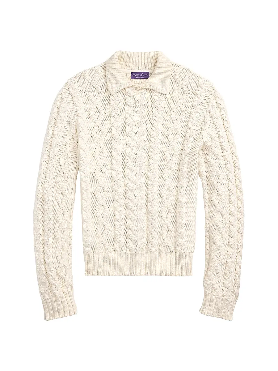 Ralph Lauren Purple Label Men's Cable-Knit Cotton-Blend Sweater - Classic Cream | Image 1 Ralph Lauren Purple Label Men's Cable-Knit Cotton-Blend Sweater - Classic Cream | Image 1