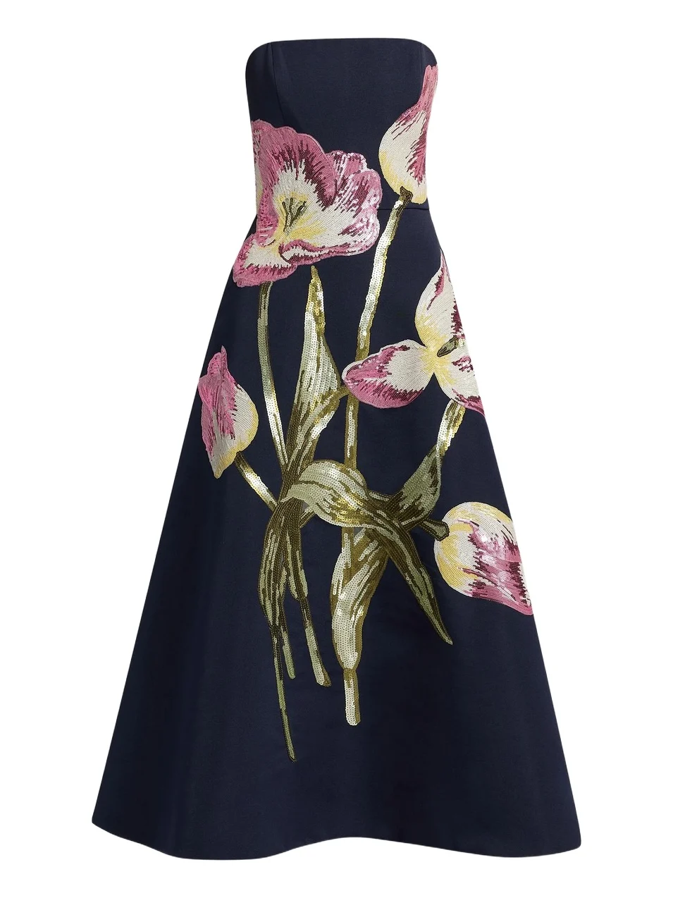 Women's Sequin Floral Strapless Cocktail Dress