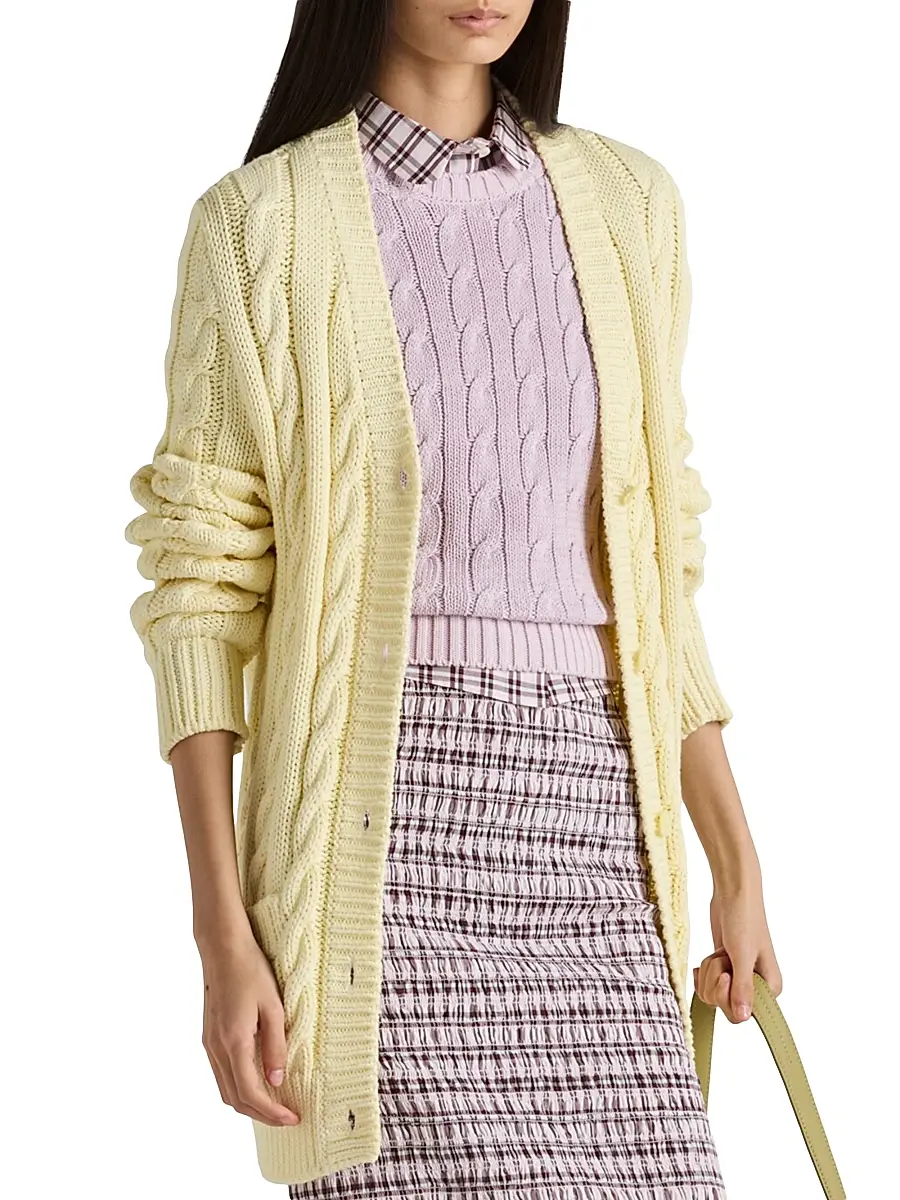 Prada Women's Cotton Crew-Neck Sweater - Purple | Thumbnail 2 Prada Women's Cotton Crew-Neck Sweater - Purple | Thumbnail 2