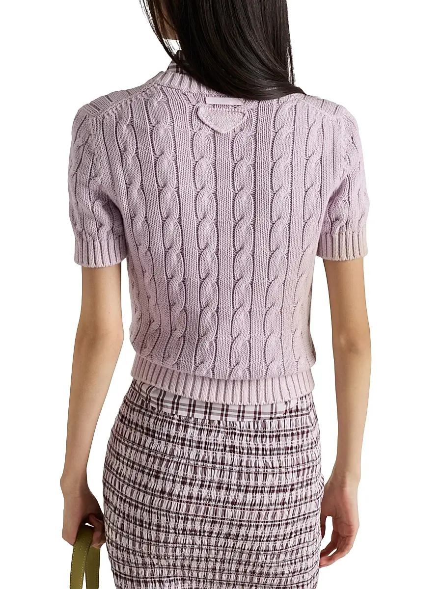Prada Women's Cotton Crew-Neck Sweater - Purple | Thumbnail 3 Prada Women's Cotton Crew-Neck Sweater - Purple | Thumbnail 3
