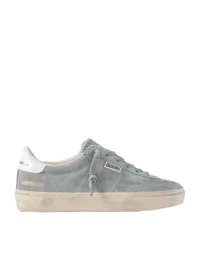 Soul-star Distressed Leather-trimmed Suede Sneakers Soul-star Distressed Leather-trimmed Suede Sneakers