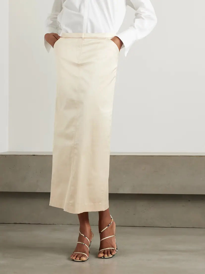 TOTEME Organic Cotton-blend Satin Midi Skirt | Thumbnail 3