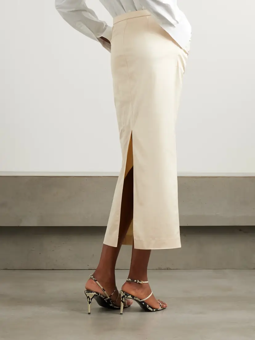 TOTEME Organic Cotton-blend Satin Midi Skirt | Thumbnail 4