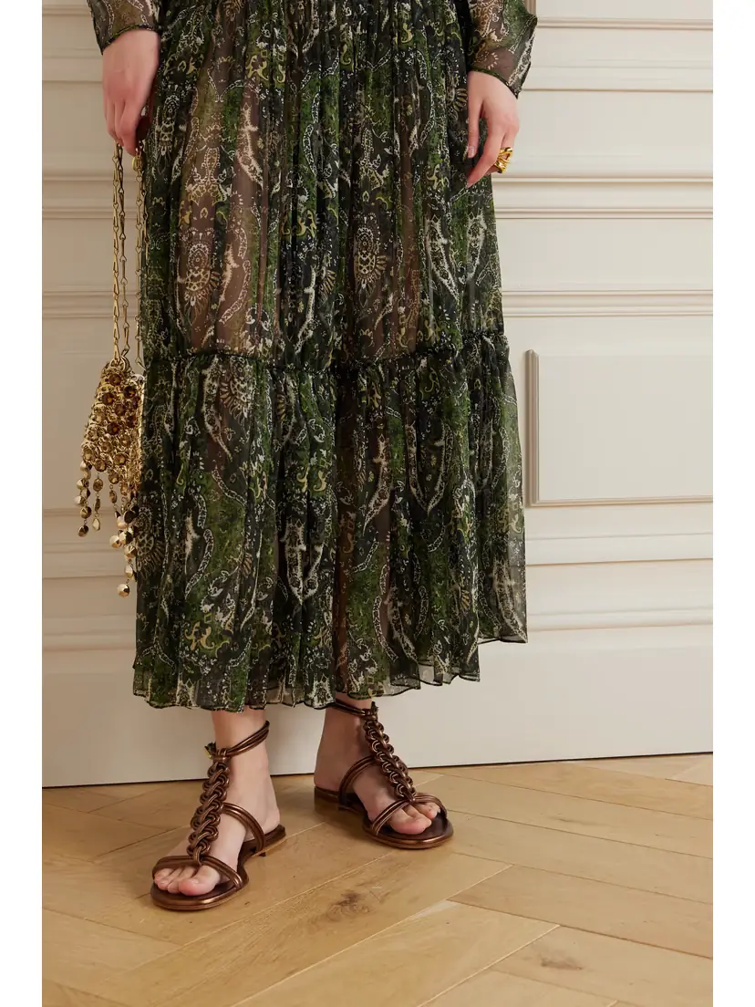Gianvito Rossi Capua Metallic Braided Leather Sandals | Thumbnail 2