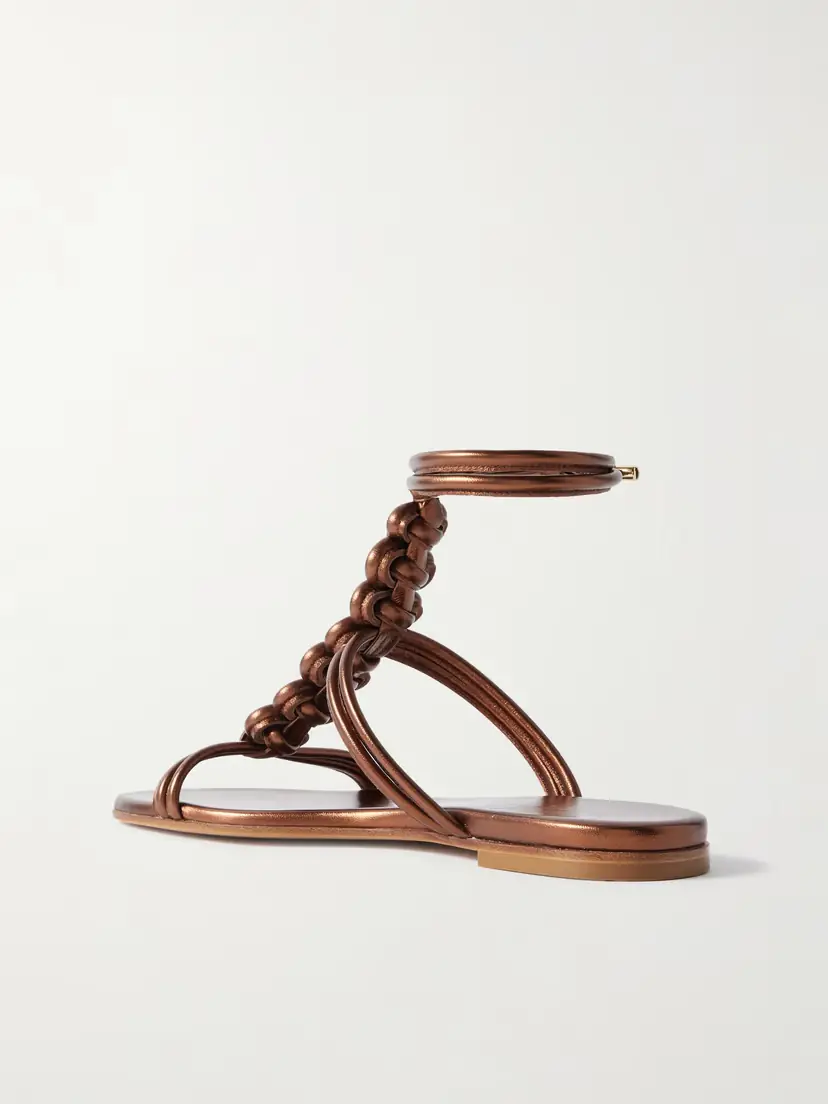 Gianvito Rossi Capua Metallic Braided Leather Sandals | Thumbnail 3