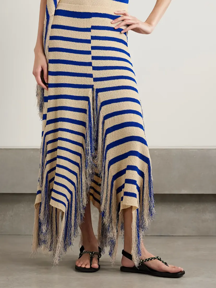 Proenza Schouler Yves Asymmetric Fringed Striped Knitted Maxi Skirt | Thumbnail 3 Proenza Schouler Yves Asymmetric Fringed Striped Knitted Maxi Skirt | Thumbnail 3