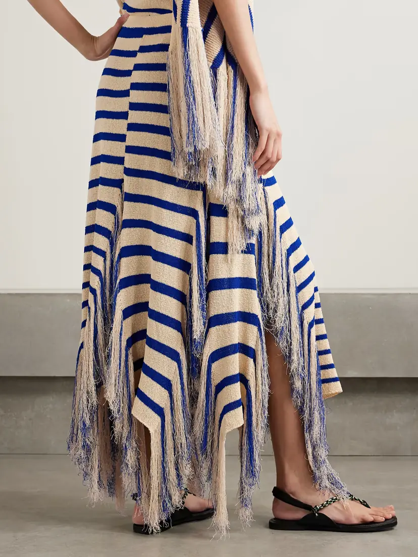 Proenza Schouler Yves Asymmetric Fringed Striped Knitted Maxi Skirt | Thumbnail 4 Proenza Schouler Yves Asymmetric Fringed Striped Knitted Maxi Skirt | Thumbnail 4