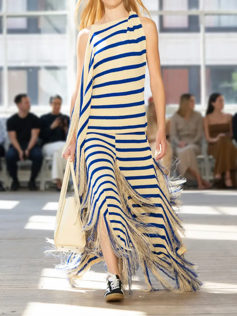 Proenza Schouler Yves Asymmetric Fringed Striped Knitted Maxi Skirt | Thumbnail 5 Proenza Schouler Yves Asymmetric Fringed Striped Knitted Maxi Skirt | Thumbnail 5