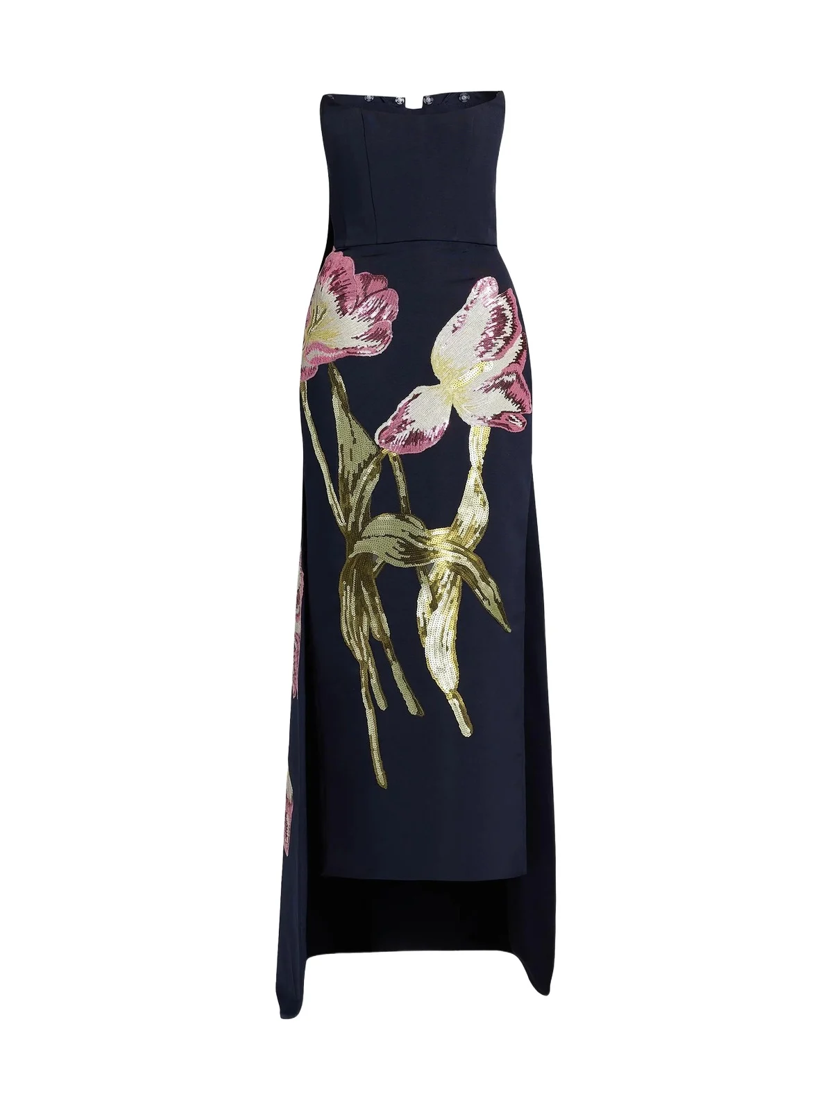Women's Sequined Floral Strapless Gown