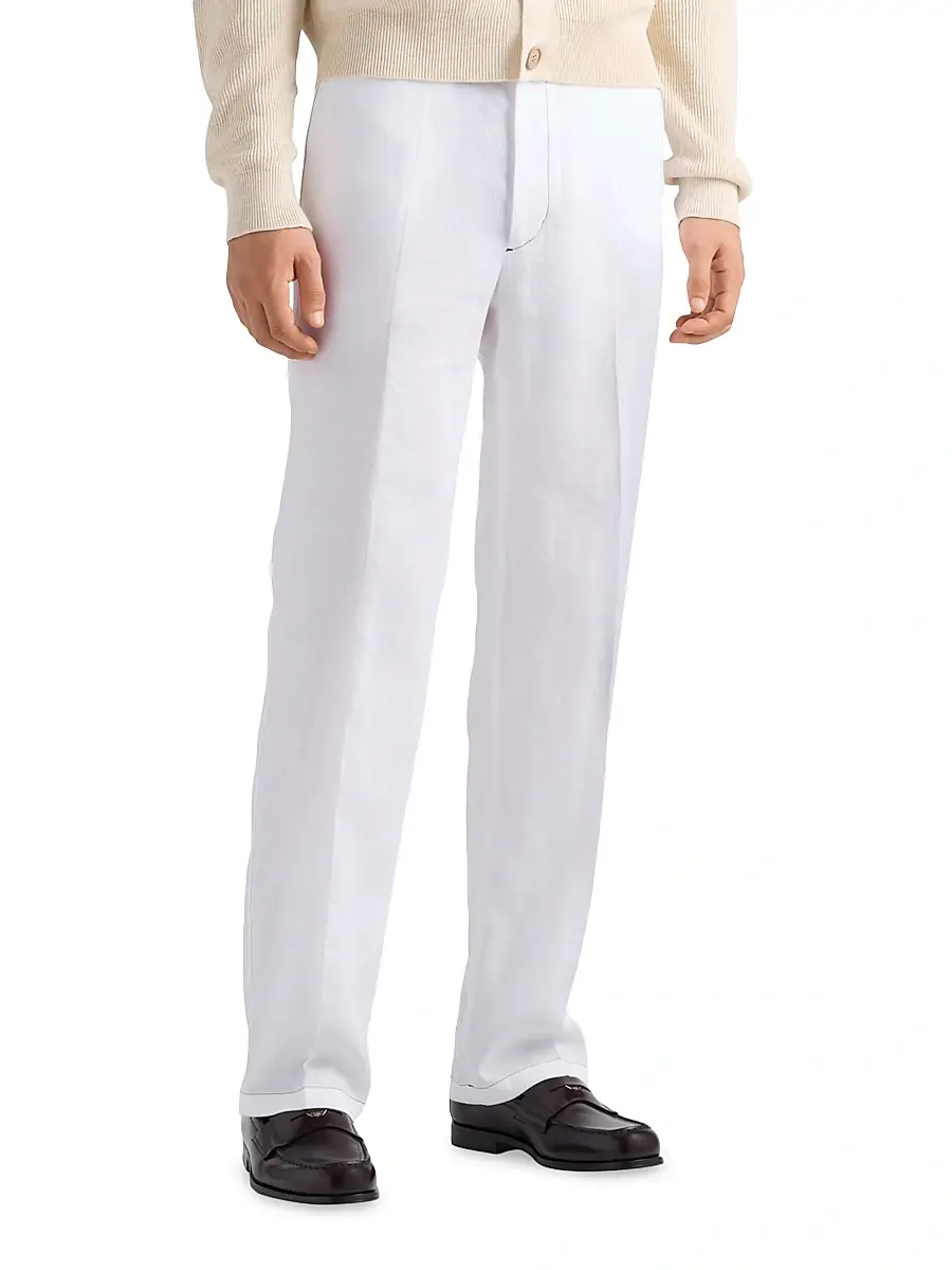 Prada Men's Linen Pants - White | Thumbnail 2 Prada Men's Linen Pants - White | Thumbnail 2