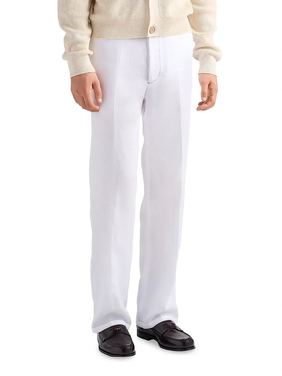 Prada Men's Linen Pants - White | Thumbnail 3 Prada Men's Linen Pants - White | Thumbnail 3