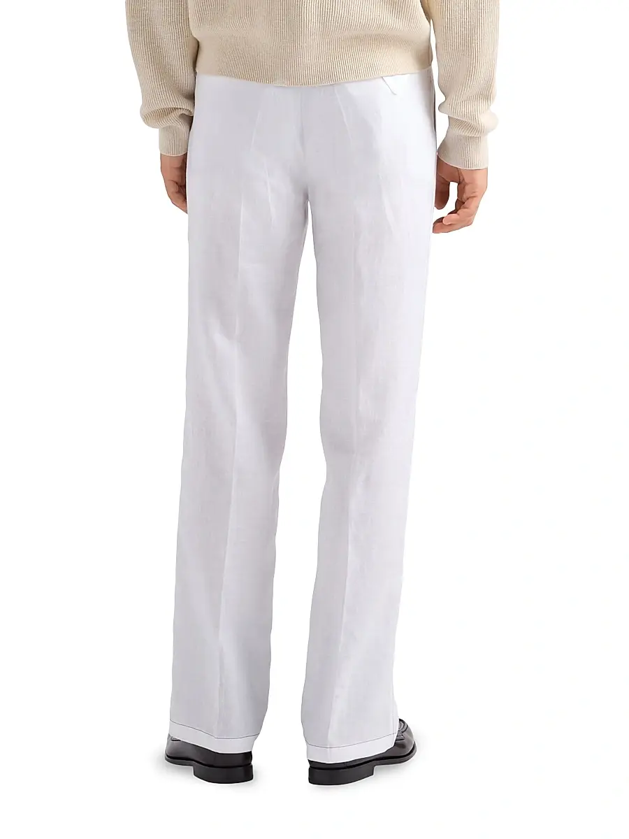 Prada Men's Linen Pants - White | Thumbnail 4 Prada Men's Linen Pants - White | Thumbnail 4