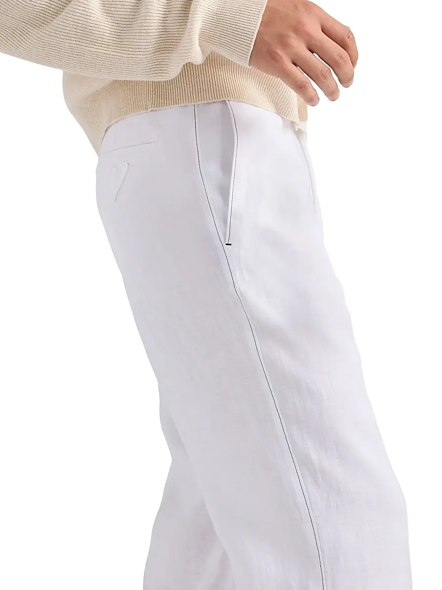 Prada Men's Linen Pants - White | Thumbnail 5 Prada Men's Linen Pants - White | Thumbnail 5