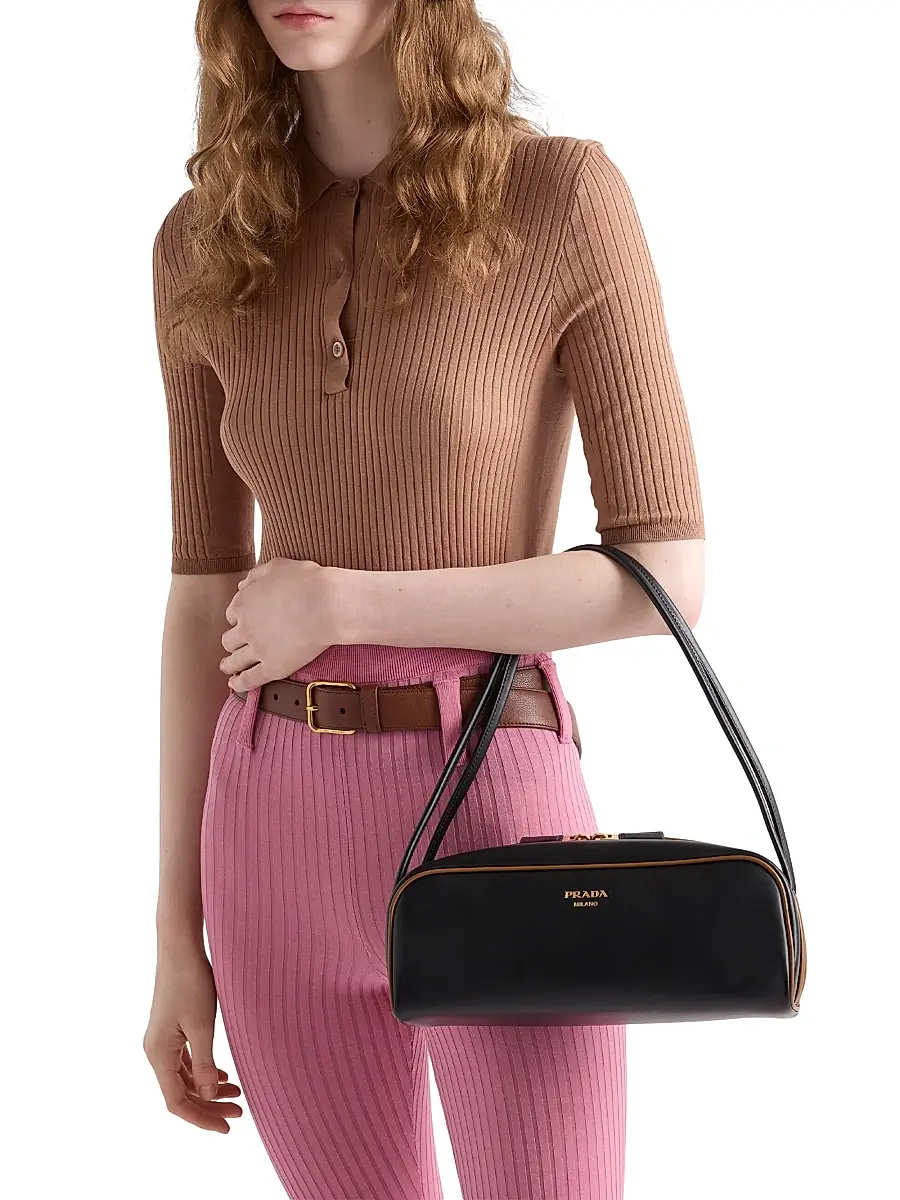 Prada Women's Swing Smooth Leather Shoulder Bag - Black | Thumbnail 7 Prada Women's Swing Smooth Leather Shoulder Bag - Black | Thumbnail 7