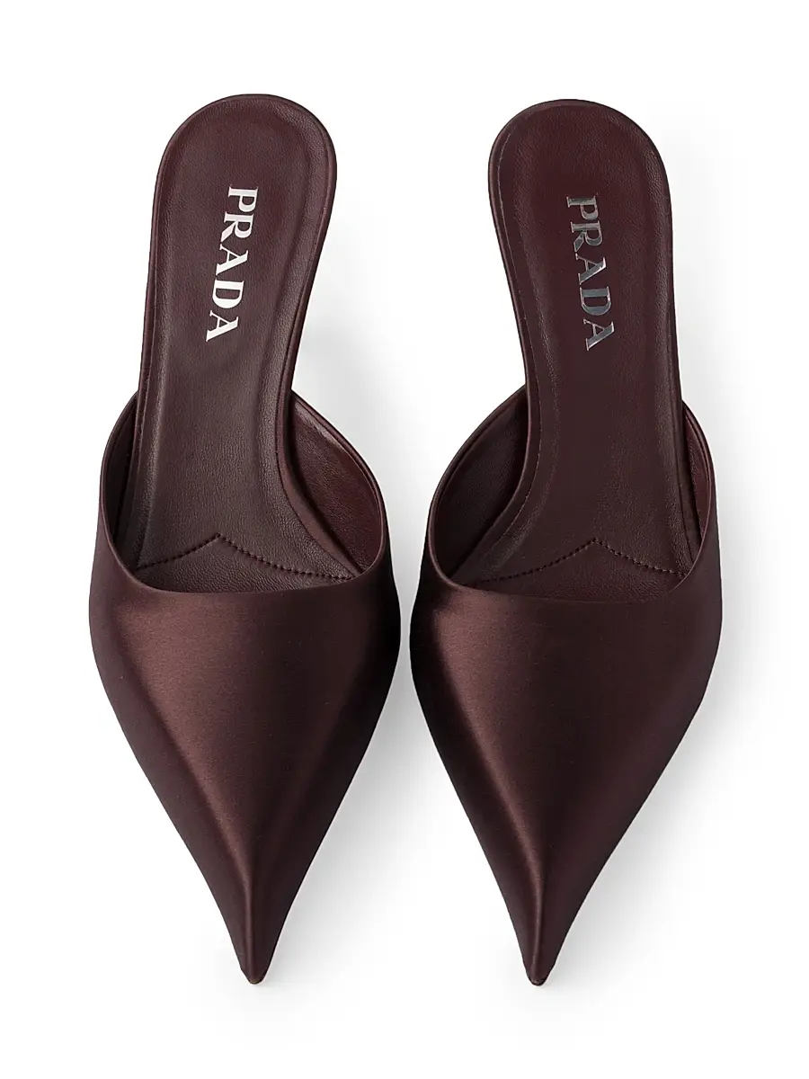 Prada Women's Satin 55MM Mules - Dark Red | Thumbnail 3 Prada Women's Satin 55MM Mules - Dark Red | Thumbnail 3