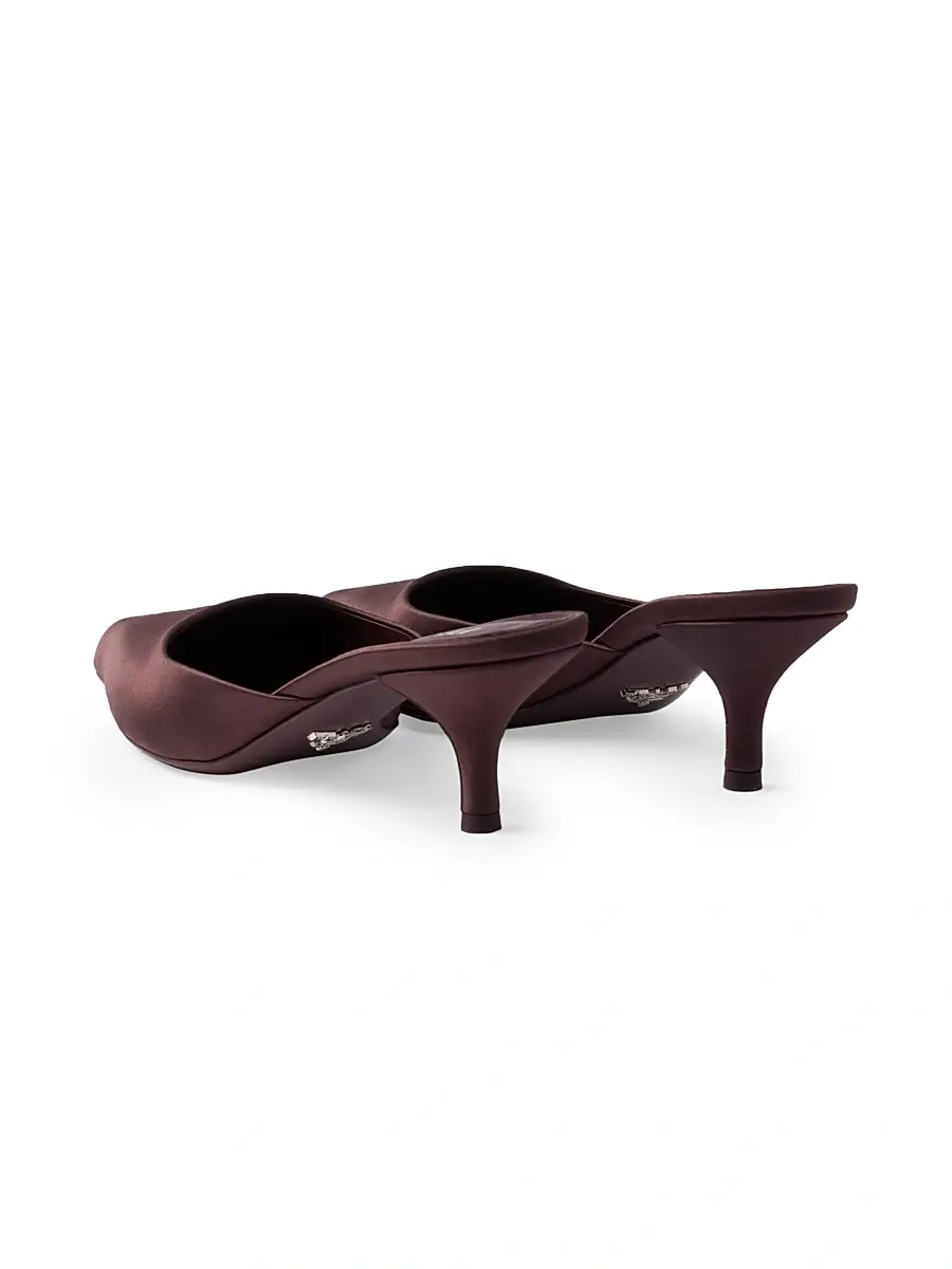 Prada Women's Satin 55MM Mules - Dark Red | Thumbnail 4 Prada Women's Satin 55MM Mules - Dark Red | Thumbnail 4