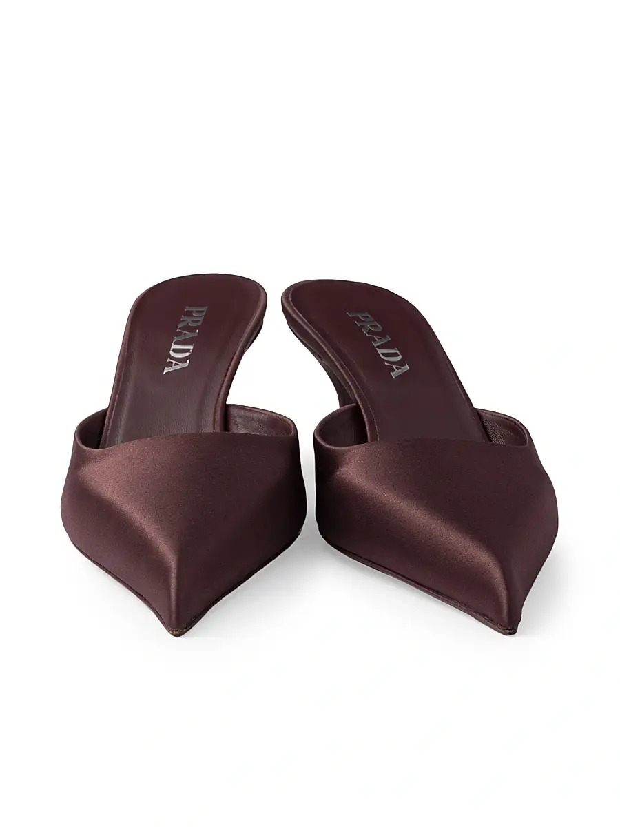 Prada Women's Satin 55MM Mules - Dark Red | Thumbnail 5 Prada Women's Satin 55MM Mules - Dark Red | Thumbnail 5