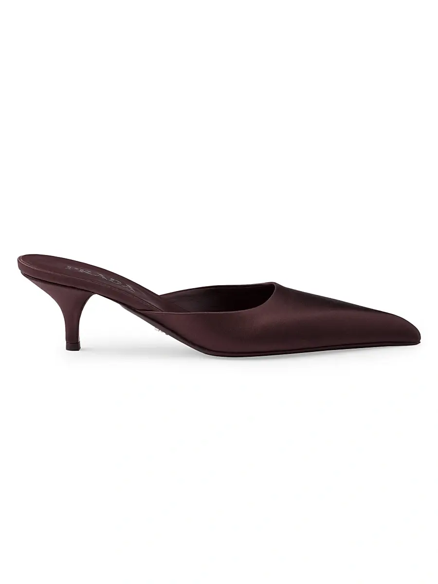 Women's Satin 55MM Mules - Dark Red
