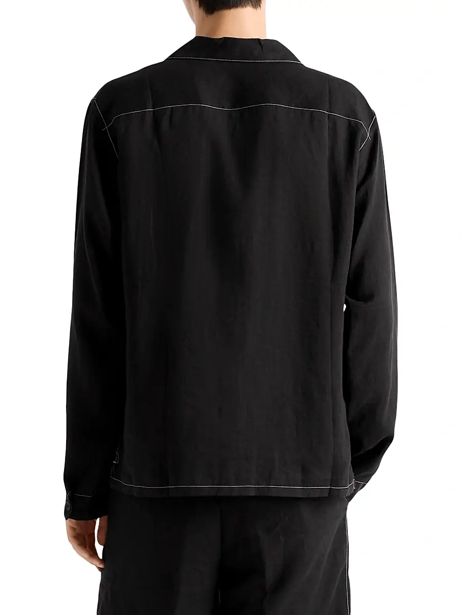Prada Men's Linen Shirt - Black | Thumbnail 3 Prada Men's Linen Shirt - Black | Thumbnail 3