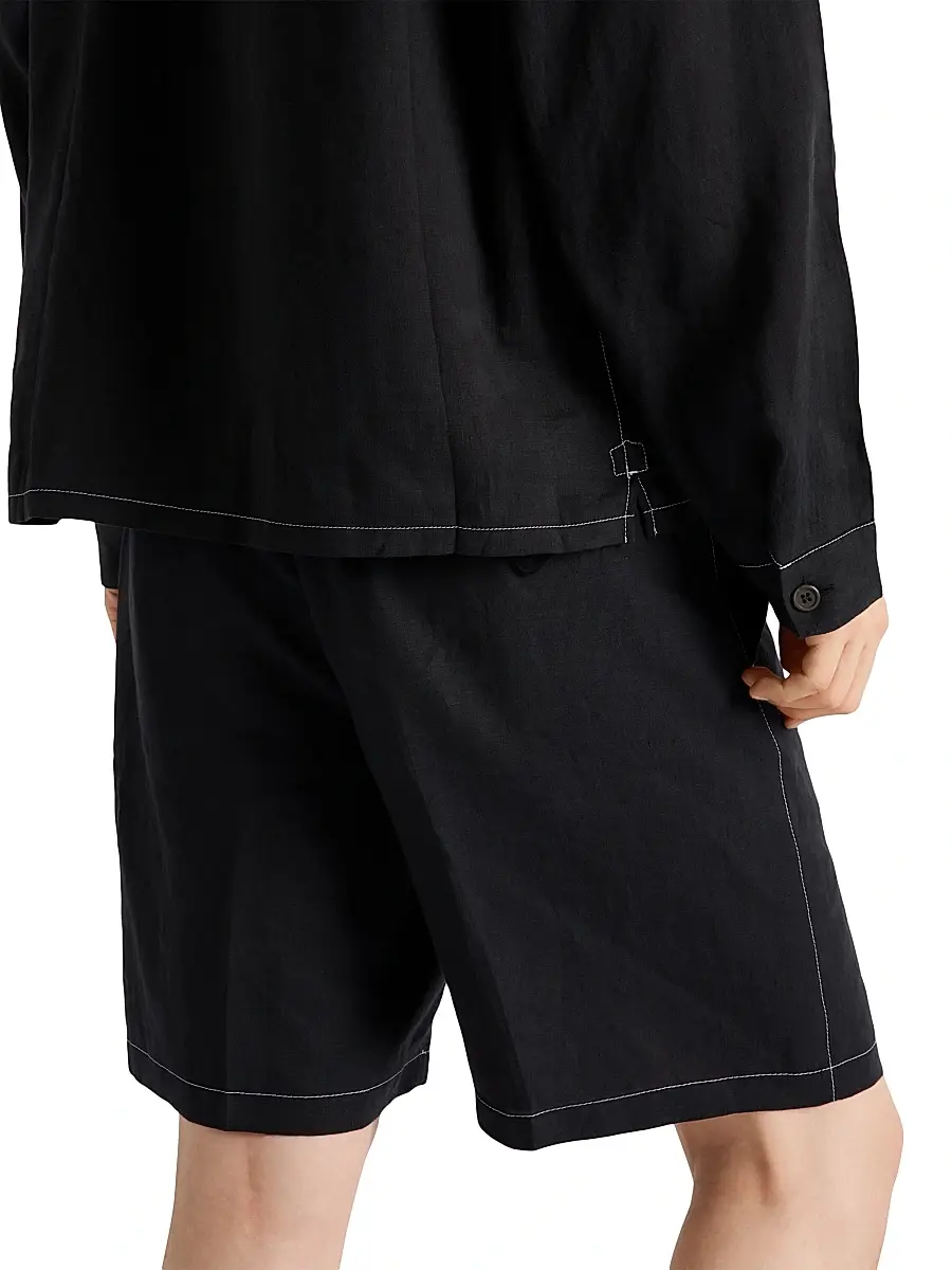 Prada Men's Linen Shirt - Black | Thumbnail 6 Prada Men's Linen Shirt - Black | Thumbnail 6
