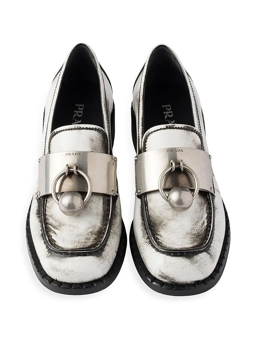Prada Women's Women's's Brushed Leather Loafers | Thumbnail 2