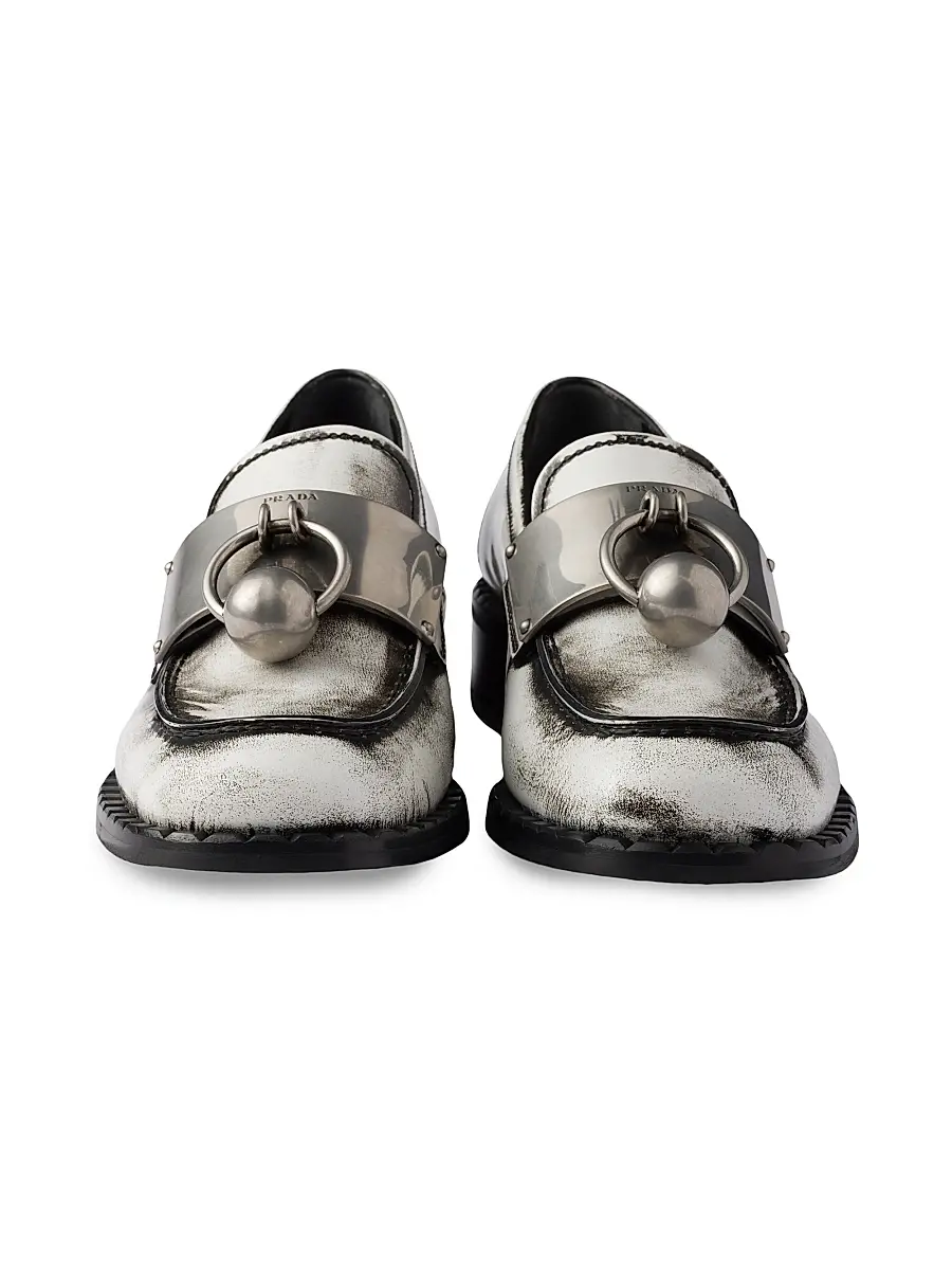 Prada Women's Women's's Brushed Leather Loafers | Thumbnail 4