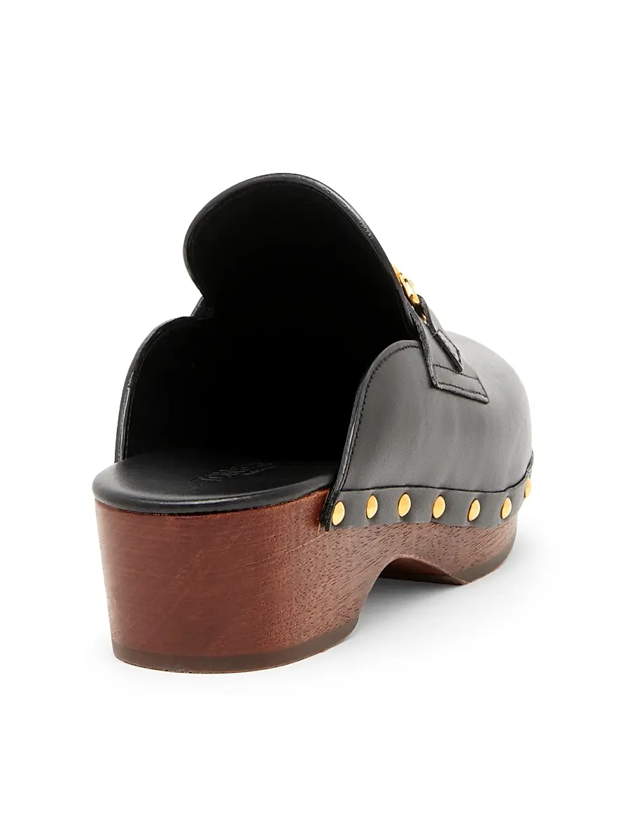 TOM FORD Women's 40MM Leather Clogs - Black | Thumbnail 3