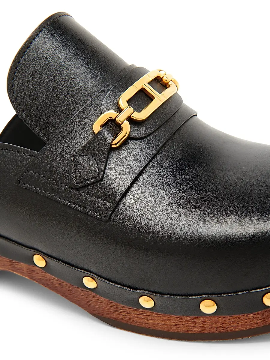 TOM FORD Women's 40MM Leather Clogs - Black | Thumbnail 5
