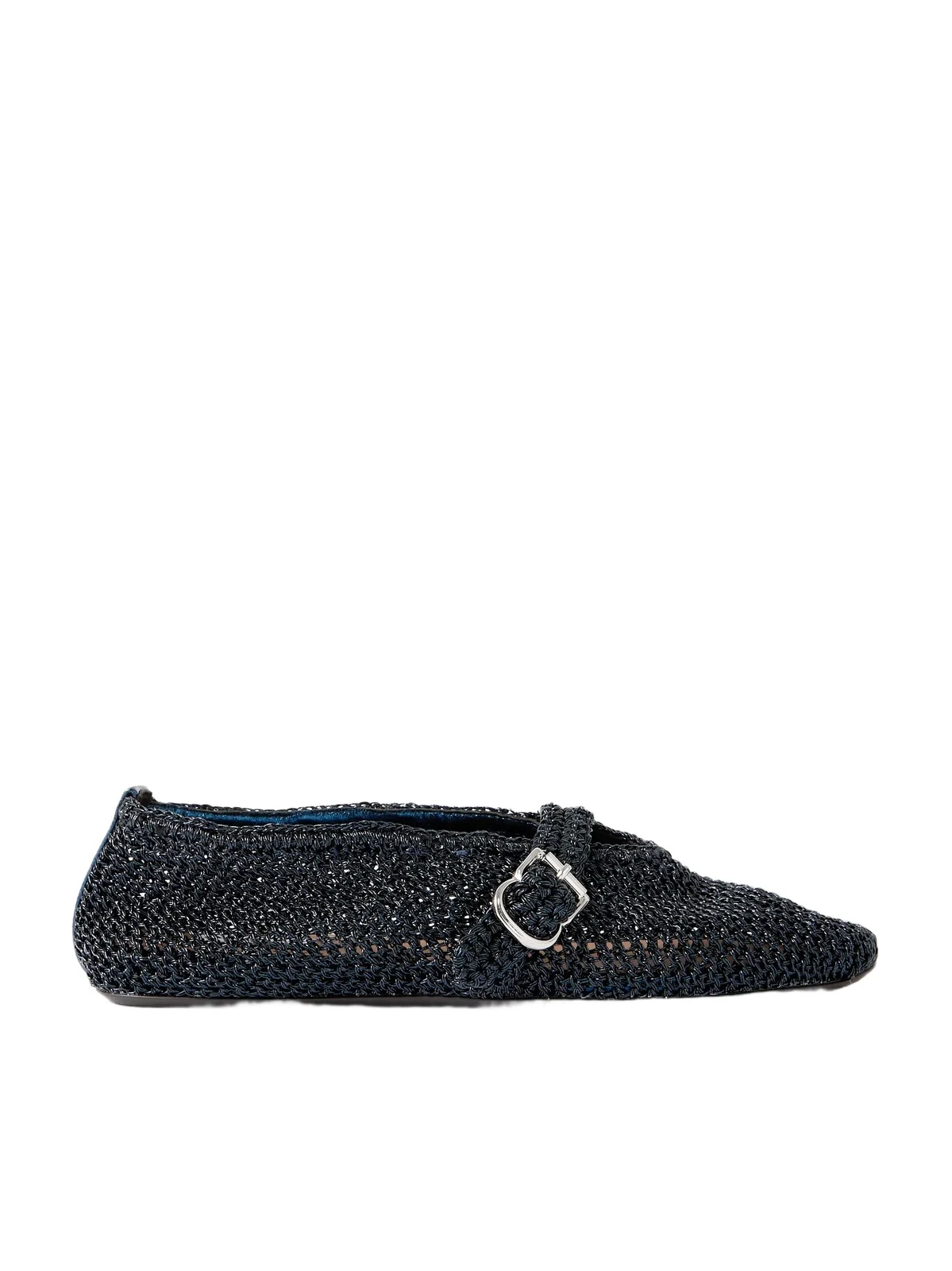 ALAÏA Metallic Crochet-knit Ballet Flats
