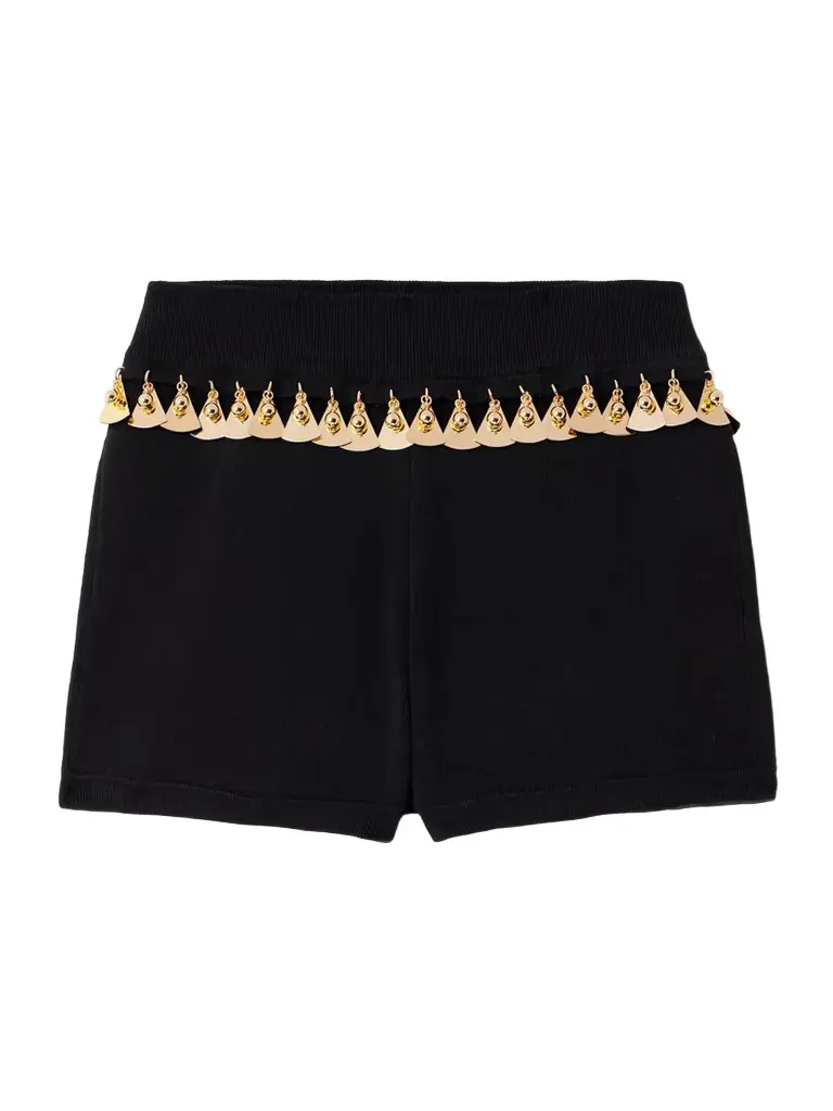 Embellished Stretch Silk And Cotton-blend Shorts