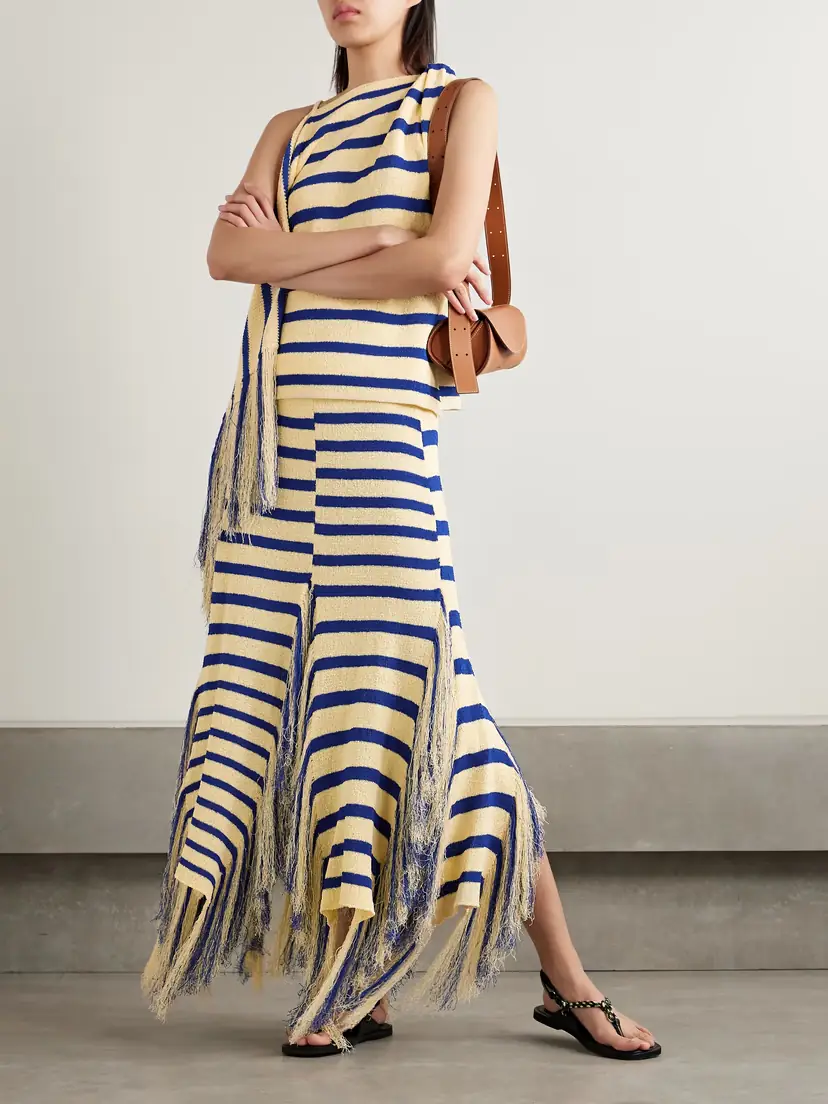 Proenza Schouler Yves Asymmetric Fringed Striped Top | Thumbnail 2