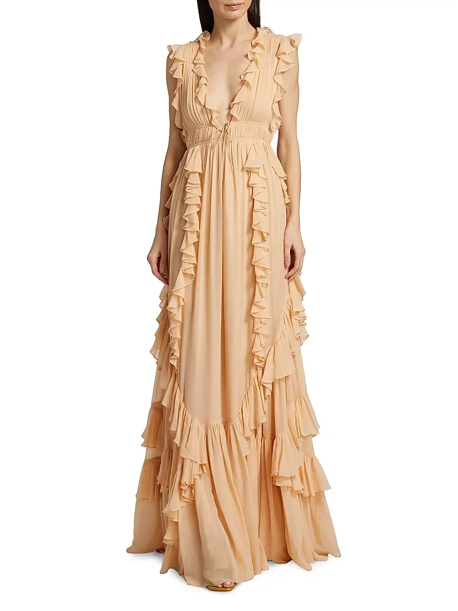 Ulla Johnson Women's Florella Ruffled Silk Georgette Gown - Peony | Thumbnail 3 Ulla Johnson Women's Florella Ruffled Silk Georgette Gown - Peony | Thumbnail 3