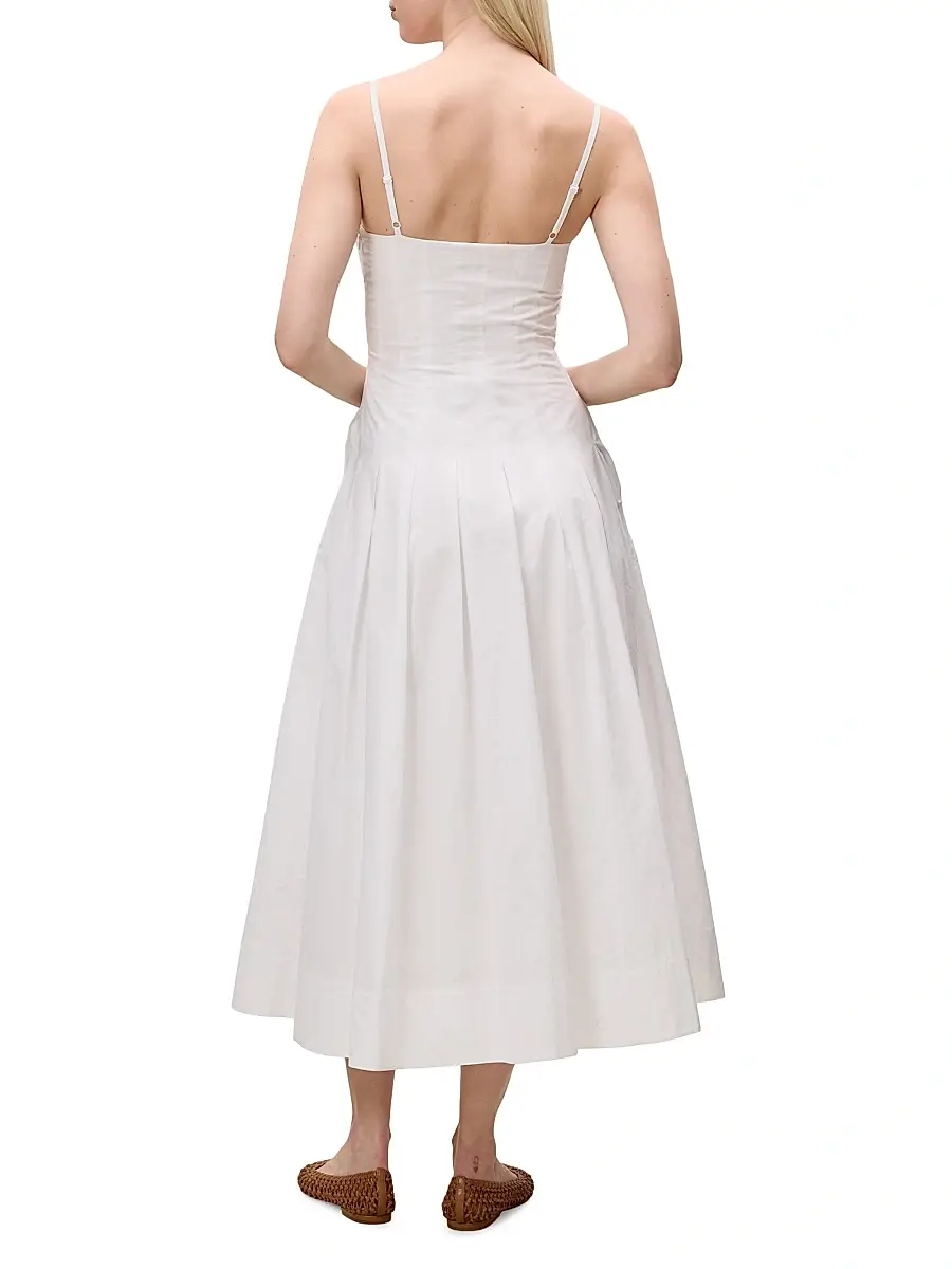 REBECCA TAYLOR Women's Priya Pleated Cotton Fit & Flare Midi-Dress | Thumbnail 5 REBECCA TAYLOR Women's Priya Pleated Cotton Fit & Flare Midi-Dress | Thumbnail 5