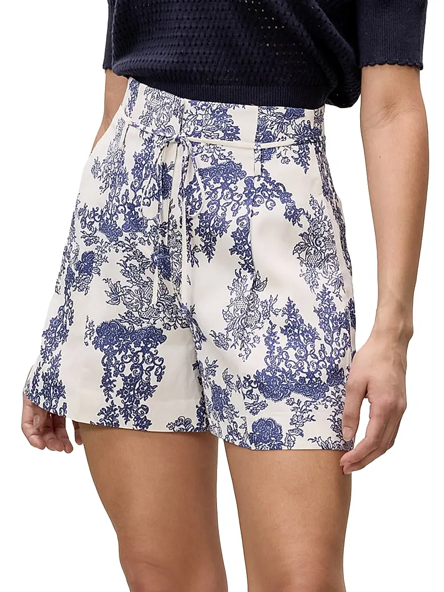 REBECCA TAYLOR Women's Lena Toile Paperbag-Waist Shorts | Thumbnail 4 REBECCA TAYLOR Women's Lena Toile Paperbag-Waist Shorts | Thumbnail 4
